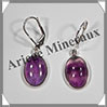 AMETHYSTE - Boucles d'Oreilles Argent - Ovale - Dormeuse Ferme - 15x10 mm - W010 Brsil