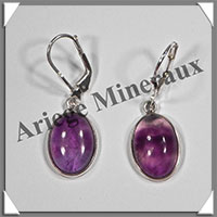 AMETHYSTE - Boucles d'Oreilles Argent - Ovale - Dormeuse Ferme - 15x10 mm - W010
