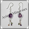 AMETHYSTE - Boucles d'Oreilles Argent - Fantaisie - Hameon - 35x5 mm - W012 Brsil
