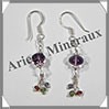AMETHYSTE - Boucles d'Oreilles Argent - Fantaisie - Hameon - 35x5 mm - W013 Brsil
