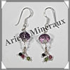 AMETHYSTE - Boucles d'Oreilles Argent - Fantaisie - Hameon - 35x10 mm - W014 Brsil