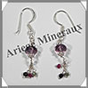 AMETHYSTE - Boucles d'Oreilles Argent - Fantaisie - Hameon - 35x5 mm - W015 Brsil