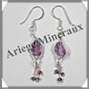 AMETHYSTE - Boucles d'Oreilles Argent - Fantaisie - Hameon - 35x6 mm - W016 Brsil