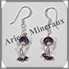 AMETHYSTE - Boucles d'Oreilles Argent - Fantaisie - Hameon - 40x8 mm - W017 Brsil