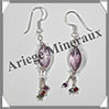AMETHYSTE - Boucles d'Oreilles Argent - Fantaisie - Hameon - 40x10 mm - W019 Brsil