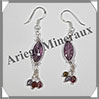 AMETHYSTE - Boucles d'Oreilles Argent - Fantaisie - Hameon - 40x8 mm - W020 Brsil