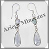 APATITE BLEUE - Boucles d'Oreilles Argent - 2 Cabochons (2 Etages) - Hameon - 35 mm - P003 Brsil