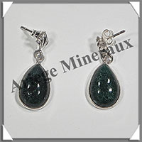 AVENTURINE - Boucles d'Oreilles Argent - Goutte - Clou - Diamtre : 15x10 mm - W002
