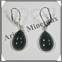 AVENTURINE - Boucles d'Oreilles Argent - Goutte - Dormeuse Ferme - 15x10 mm - W003