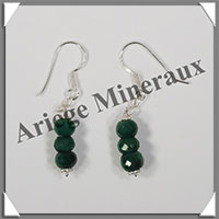 AVENTURINE - Boucles d'Oreilles Argent - 3 Disques Facets - Hameon - 30x7 mm - W004