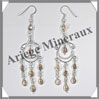 CITRINE (Naturelle) - Boucles d'Oreilles Argent - 8 Cabochons Facets (6 Etages) - Hameon - 75 mm - P001 Brsil