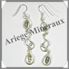 CITRINE (Naturelle) - Boucles d'Oreilles Argent - 2 Cabochons Facets (3 Etages) - Hameon - 55 mm - P003 Brsil