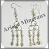 CITRINE (Naturelle) - Boucles d'Oreilles Argent - 7 Cabochons Facets (4 Etages) - Hameon - 60 mm - P004 Brsil