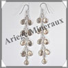 CITRINE (Naturelle) - Boucles d'Oreilles Argent - 9 Cabochons Facets (5 Etages) - Hameon - 75 mm - P005 Brsil