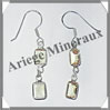 CITRINE (Naturelle) - Boucles d'Oreilles Argent - 2 Cabochons Facets (2 Etages) - Hameon - 25 mm - P006 Brsil