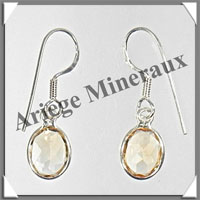 CITRINE (Naturelle) - Boucles d'Oreilles Argent - Ovale - Hameon - 15x10 mm - P008