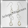 CITRINE (Naturelle) - Boucles d'Oreilles Argent - 2 Cabochons Facets (3 Etages) - Hameon - 45 mm - P009 Brsil