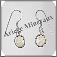 CITRINE (Naturelle) - Boucles d'Oreilles Argent - Ovale - Hameon - 15x10 mm - P010