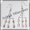 CITRINE (Naturelle) - Boucles d'Oreilles Argent - 8 Cabochons Facets (4 Etages) - Hameon - 75 mm - P012 Brsil