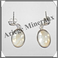 CITRINE (Naturelle) - Boucles d'Oreilles Argent - Ovale - Clou - 18x10 mm - W001