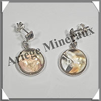 CITRINE (Naturelle) - Boucles d'Oreilles Argent - Rond - Clou - Diamtre : 13 mm - W002