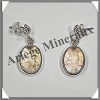 CITRINE (Naturelle) - Boucles d'Oreilles Argent - Ovale - Clou - 15x10 mm - W003