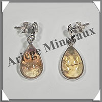CITRINE (Naturelle) - Boucles d'Oreilles Argent - Goutte - Clou - 15x10 mm - W004