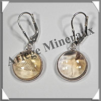 CITRINE (Naturelle) - Boucles d'Oreilles Argent - Rond - Dormeuse Ferme - Diamtre : 14 mm - W007