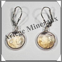 CITRINE (Naturelle) - Boucles d'Oreilles Argent - Rond - Dormeuse Ferme - Diamtre : 14 mm - W008