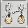 CITRINE (Naturelle) - Boucles d'Oreilles Argent - Goutte - Dormeuse Ferme - 15x10 mm - W009 Brsil