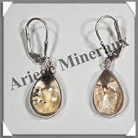 CITRINE (Naturelle) - Boucles d'Oreilles Argent - Goutte - Dormeuse Ferme - 15x10 mm - W010
