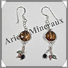 CITRINE (Naturelle) - Boucles d'Oreilles Argent - Fantaisie - Hameon - 40x10 mm - W012 Brsil