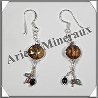 CITRINE (Naturelle) - Boucles d'Oreilles Argent - Fantaisie - Hameon - 40x10 mm - W012