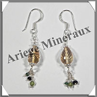 CITRINE (Naturelle) - Boucles d'Oreilles Argent - Fantaisie - Hameon - 40x8 mm - W013