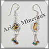 CITRINE (Naturelle) - Boucles d'Oreilles Argent - Fantaisie - Hameon - 40x9 mm - W014 Brsil