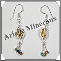 CITRINE (Naturelle) - Boucles d'Oreilles Argent - Fantaisie - Hameon - 40x9 mm - W014