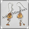 CITRINE (Naturelle) - Boucles d'Oreilles Argent - Fantaisie - Hameon - 40x11 mm - W015 Brsil