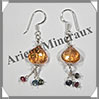 CITRINE (Naturelle) - Boucles d'Oreilles Argent - Fantaisie - Hameon - 40x14 mm - W016 Brsil