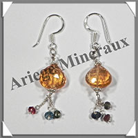 CITRINE (Naturelle) - Boucles d'Oreilles Argent - Fantaisie - Hameon - 40x14 mm - W016