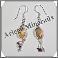 CITRINE (Naturelle) - Boucles d'Oreilles Argent - Fantaisie - Hameon - 40x8 mm - W017