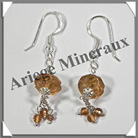 CITRINE (Naturelle) - Boucles d'Oreilles Argent - Fantaisie - Hameon - 40x10 mm - W018