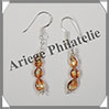 CITRINE (Naturelle) - Boucles d'Oreilles Argent - 3 Gouttes Facetes - Hameon - 40x7 mm - W021 Brsil