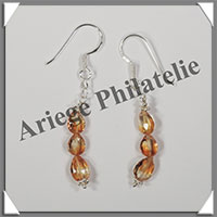 CITRINE (Naturelle) - Boucles d'Oreilles Argent - 3 Gouttes Facetes - Hameon - 40x7 mm - W021