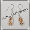 CITRINE (Naturelle) - Boucles d'Oreilles Argent - Perle + Goutte Facete - Hameon - 30x7 mm - W022 Brsil