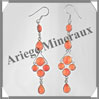 CORNALINE - Boucles d'Oreilles Argent - 7 Cabochons Facets (6 Etages) - Hameon - 65 mm - P004 Namibie
