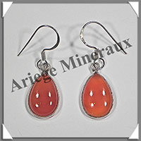 CORNALINE - Boucles d'Oreilles Argent - Goutte - Hameon - 15x10 mm - W009