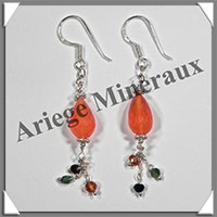 CORNALINE - Boucles d'Oreilles Argent - Fantaisie - Hameon - 40x7 mm - W010