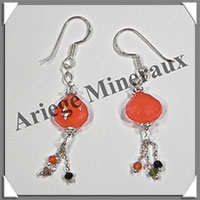 CORNALINE - Boucles d'Oreilles Argent - Fantaisie - Hameon - 40x10 mm - W012