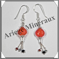 CORNALINE - Boucles d'Oreilles Argent - Fantaisie - Hameon - 40x10 mm - W013