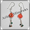 CORNALINE - Boucles d'Oreilles Argent - Fantaisie - Hameon - 40x8 mm - W014 Brsil